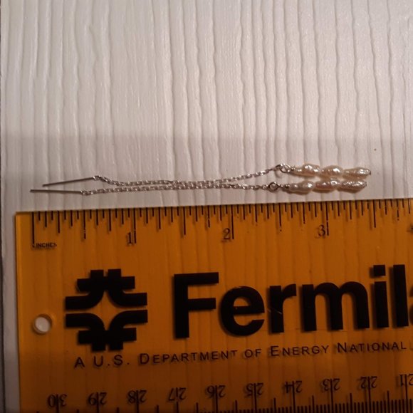 COPY - NEW Freshwater Pearl Sterling Silver Threader Earrings - Picture 3 of 3